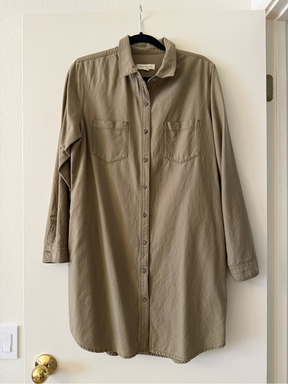 Treasure & Bond Olive Green Shirt Dress L